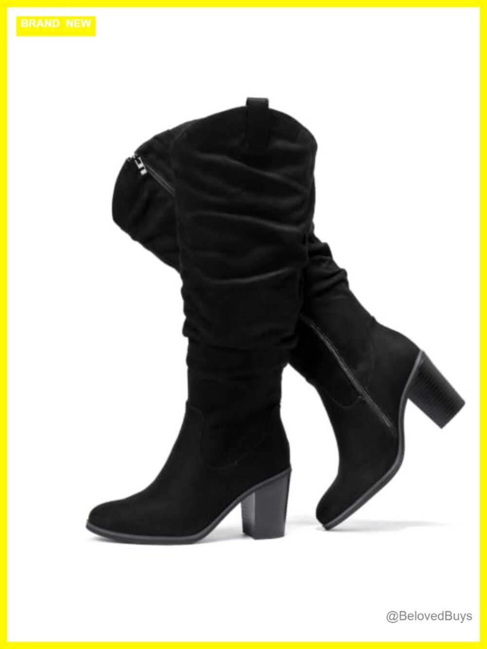 Extra Wide Calf Cowboy Knee High Boots Memory Foam Side Zip